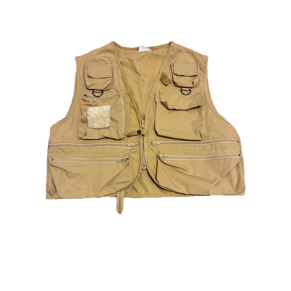 Wind‎ River Fishing Vest Men XL Cargo Pockets Beige Outdoors Utility Hiking